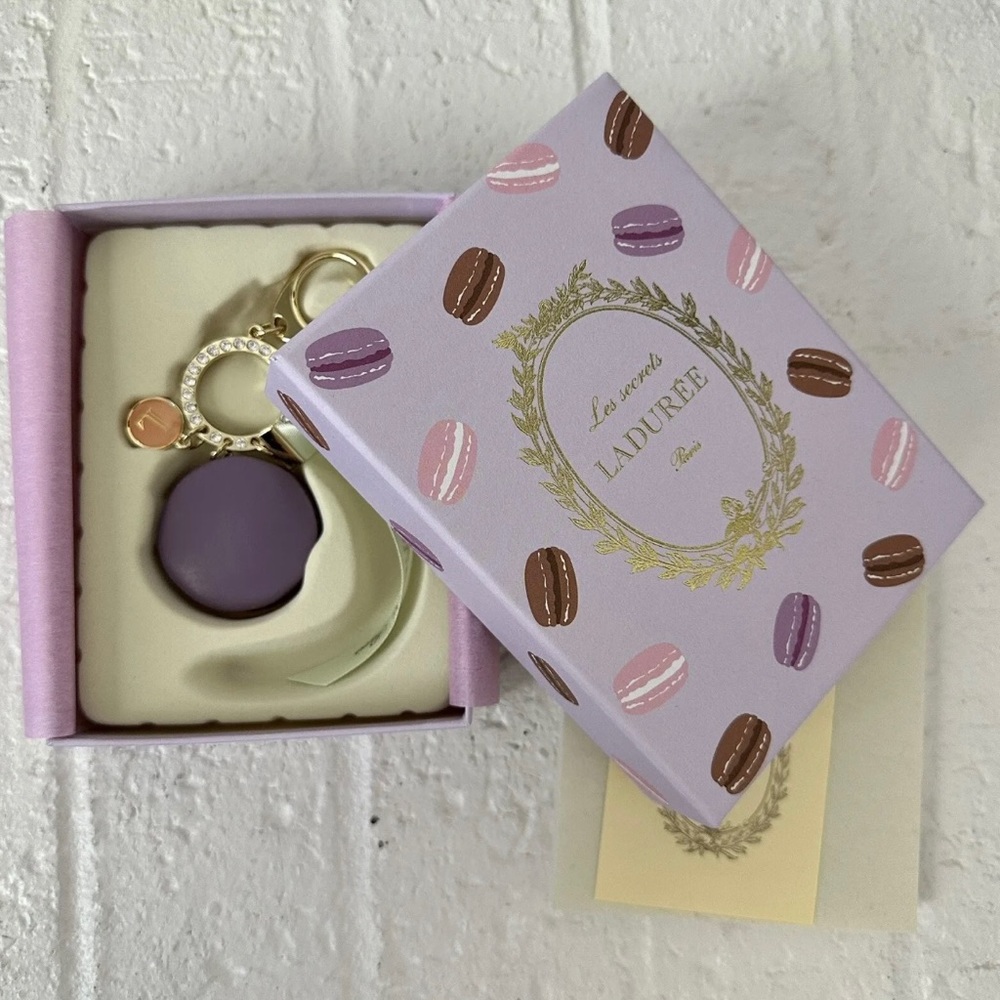 NIB Authentic Laduree Paris Keychain Ring Macaron Bag Charm